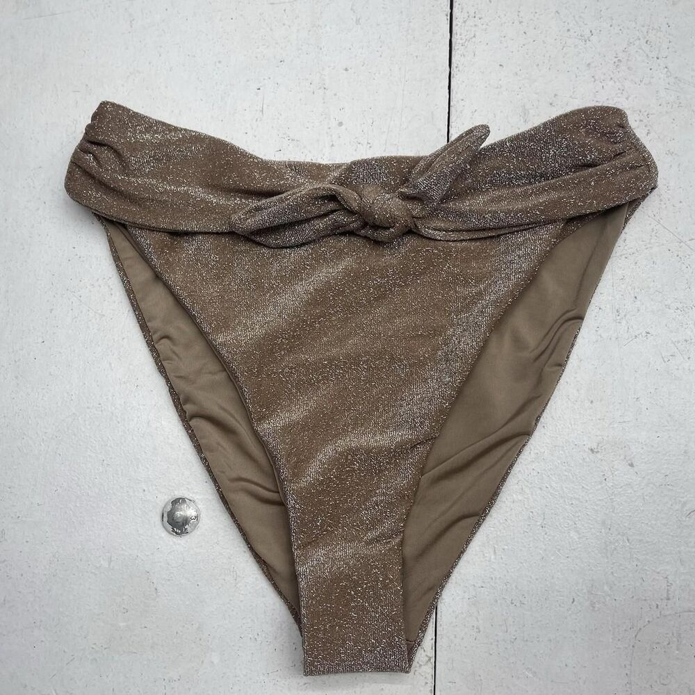 Dippin Daisy's Women Brown high waist bikini bottom medium lurex shimmer NWOT